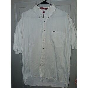 Larro Shirt Mens XXL White Button Up Short Sleeve Cotton Casual Western